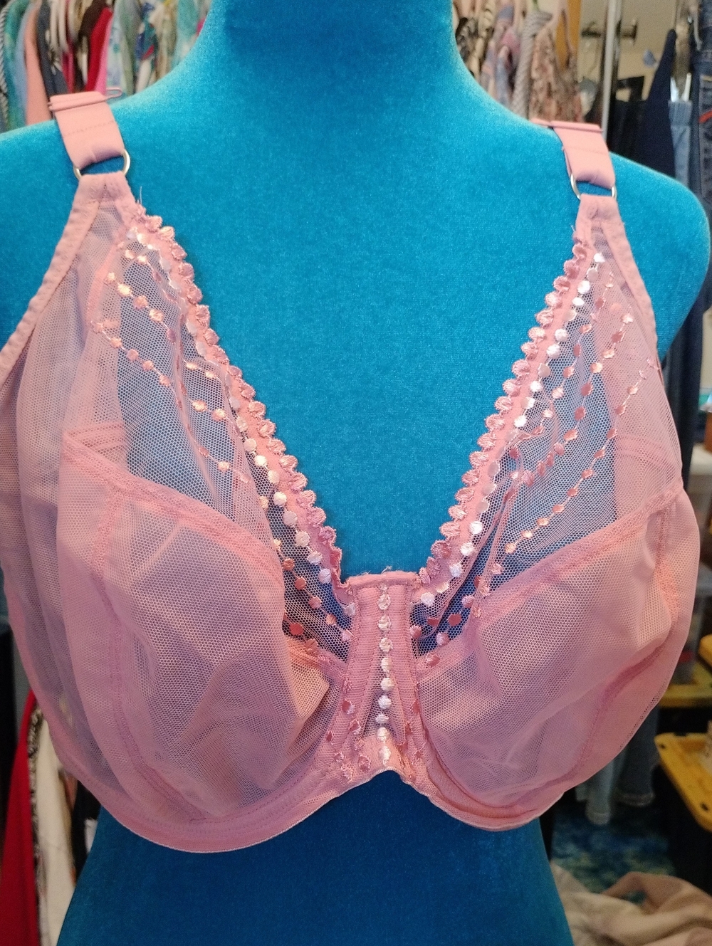 Elomi Pink Rosebud Sheer Underwire Bra 40J Adjustable